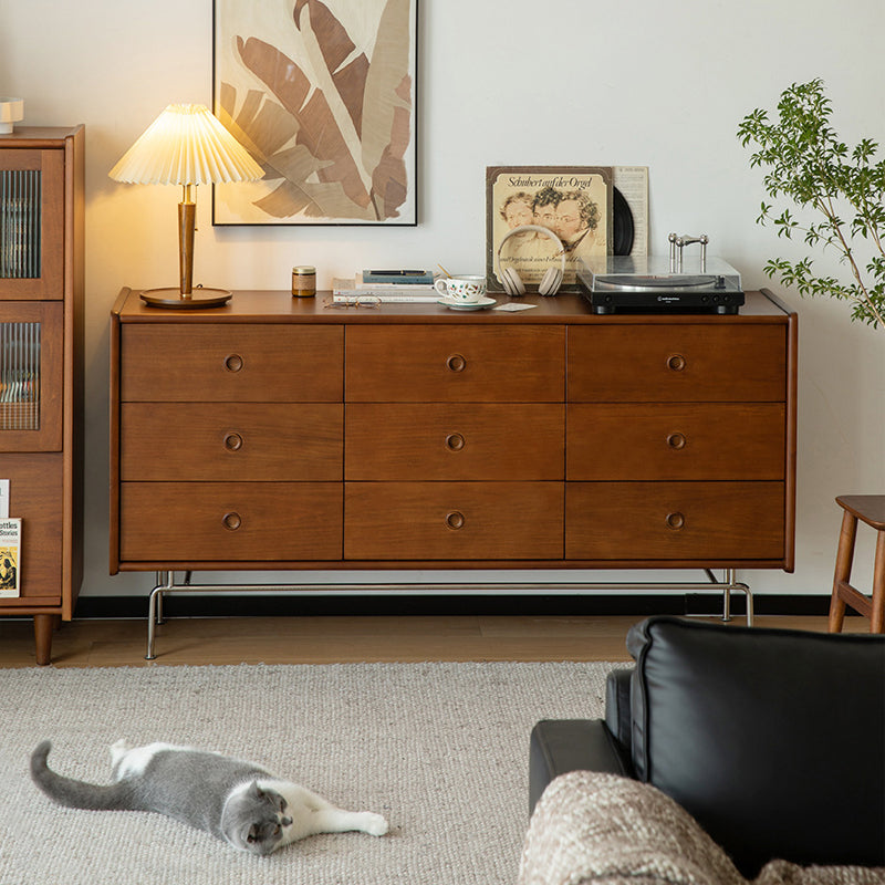 Contemporary Horizontal Double Dresser Wood Storage Dresser for Living Room