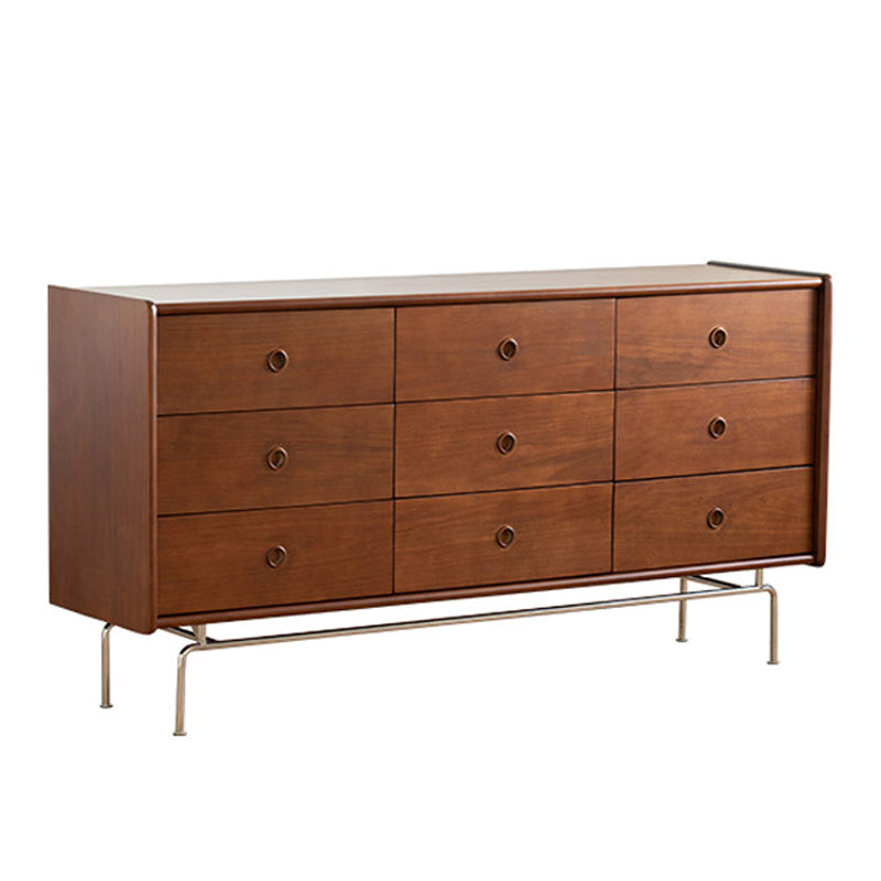Contemporary Horizontal Double Dresser Wood Storage Dresser for Living Room