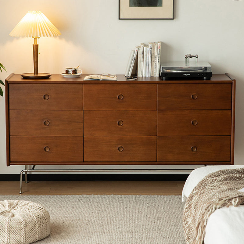 Contemporary Horizontal Double Dresser Wood Storage Dresser for Living Room