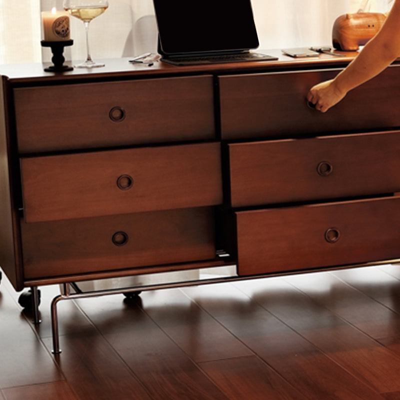 Contemporary Horizontal Double Dresser Wood Storage Dresser for Living Room