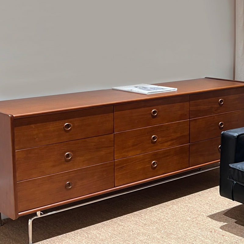 Contemporary Horizontal Double Dresser Wood Storage Dresser for Living Room