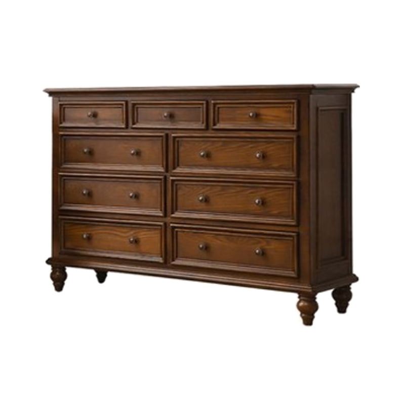 Solid Wood Storage Chest Dresser Brown Storage Chest with Drawers