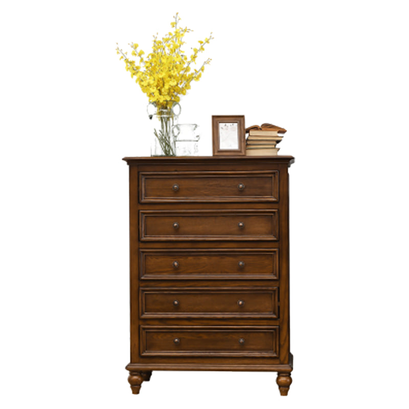 Solid Wood Storage Chest Dresser Brown Storage Chest with Drawers