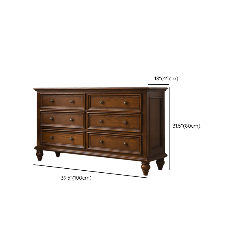 Solid Wood Storage Chest Dresser Brown Storage Chest with Drawers