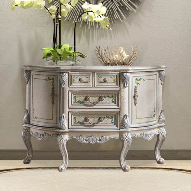 Mid Century Modern Wood Console Table Half Moon Accent Table for Hall