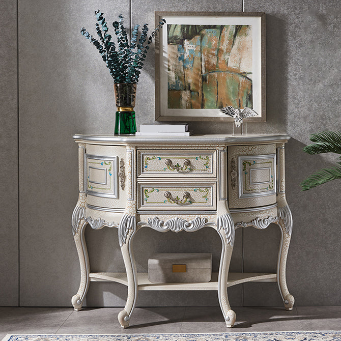Mid Century Modern Wood Console Table Half Moon Accent Table for Hall