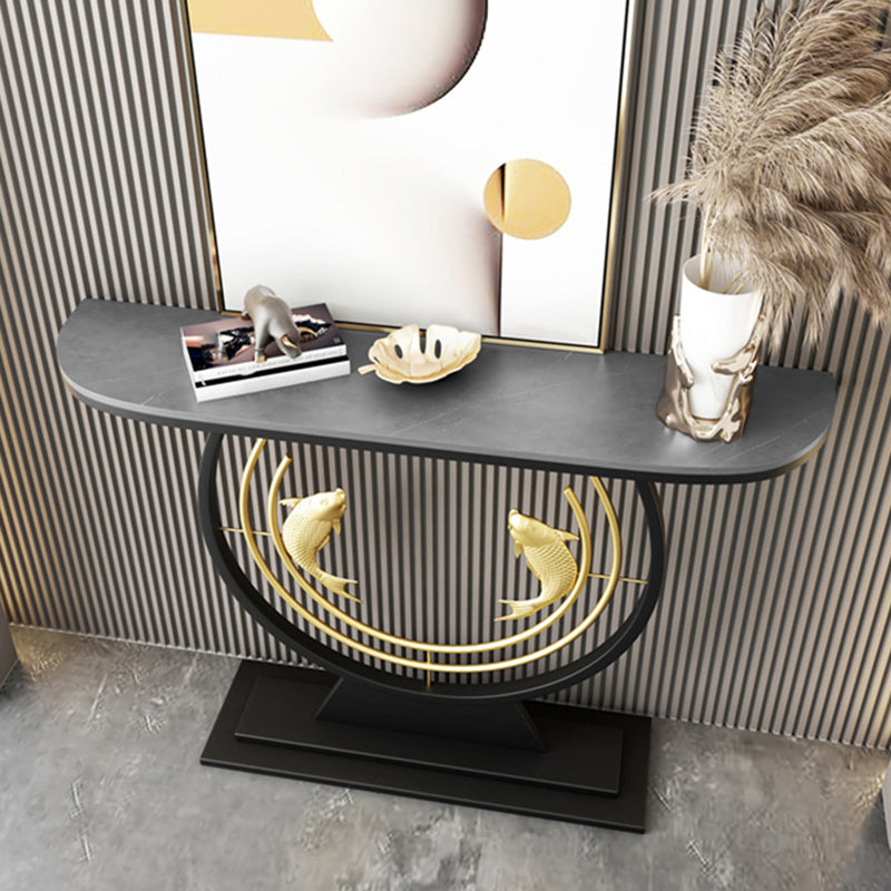 Half Moon Shape Contemporary Console Table Stone Console Sofa Table for Hall