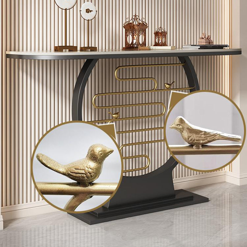 Half Moon Shape Contemporary Console Table White Stone Console Sofa Table