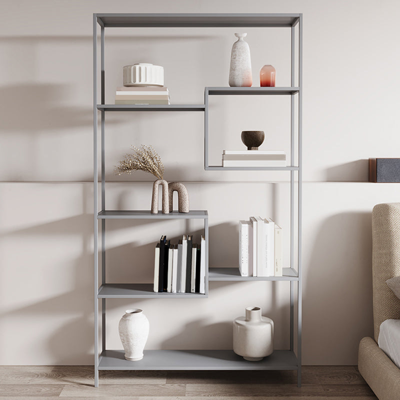 Vertical Metal Bookshelf Contemporary Open Back Bookcase with Shelves