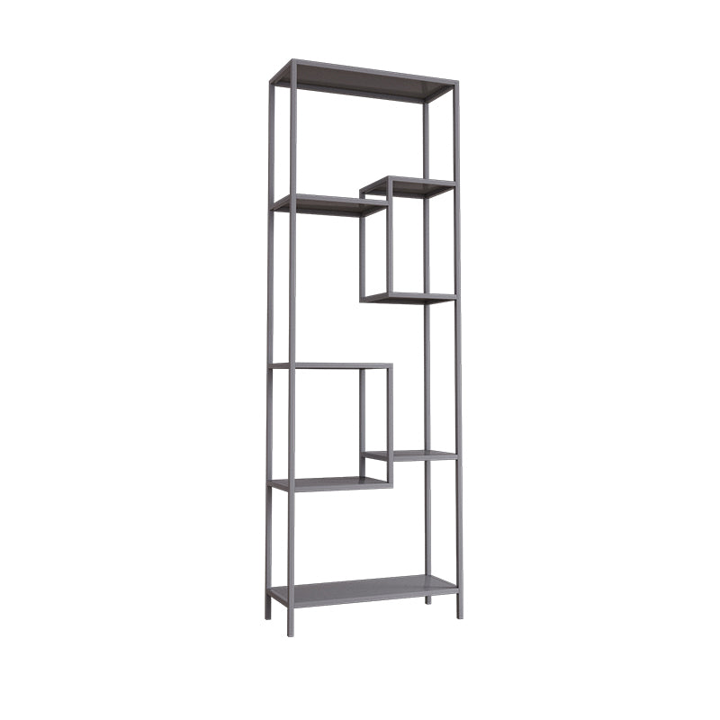 Vertical Metal Bookshelf Contemporary Open Back Bookcase with Shelves
