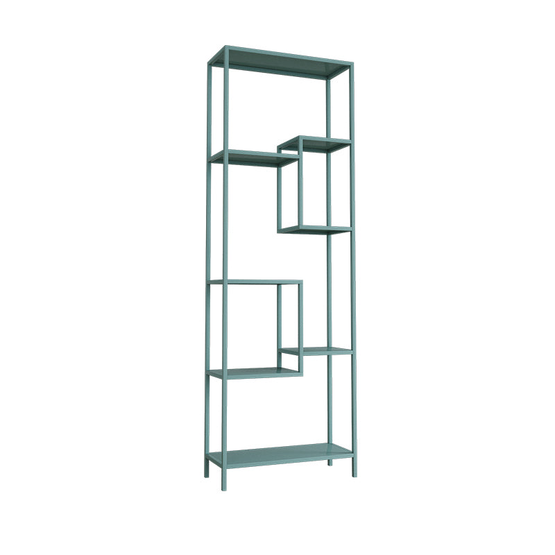 Vertical Metal Bookshelf Contemporary Open Back Bookcase with Shelves