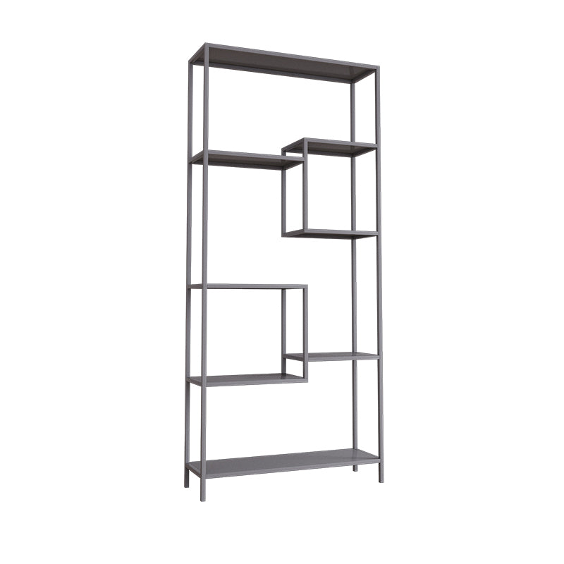 Vertical Metal Bookshelf Contemporary Open Back Bookcase with Shelves