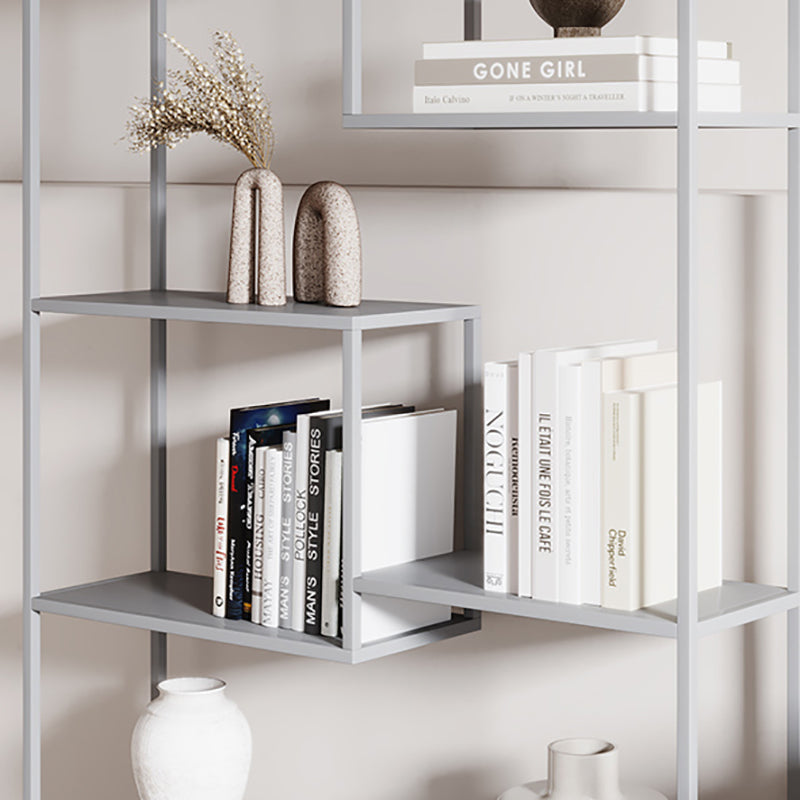 Vertical Metal Bookshelf Contemporary Open Back Bookcase with Shelves