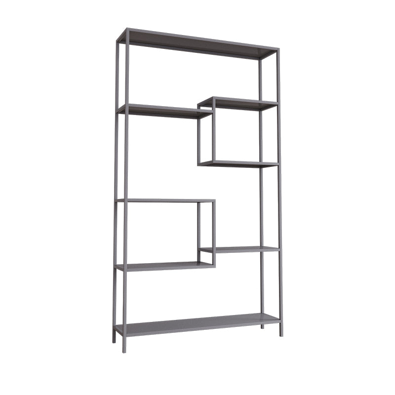 Vertical Metal Bookshelf Contemporary Open Back Bookcase with Shelves