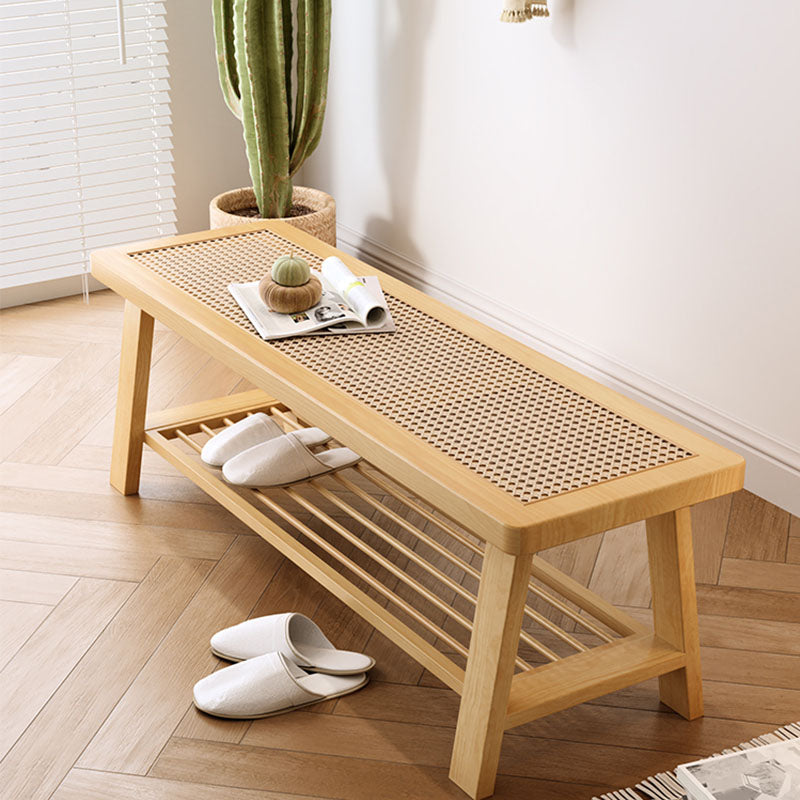 Tropical Seating Bench Rectangle Ash Wood Seating Bench for Bedroom