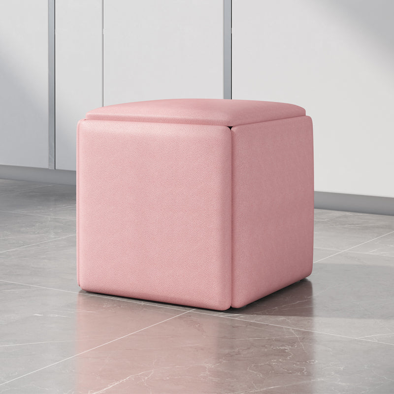 Contemporary Ottoman Square Foot Stool with Wheels for Living Room