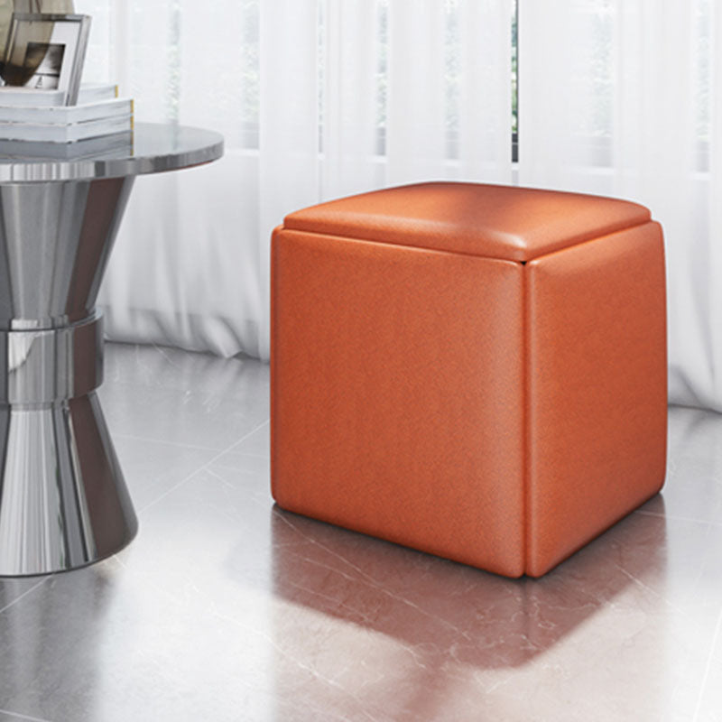 Contemporary Ottoman Square Foot Stool with Wheels for Living Room