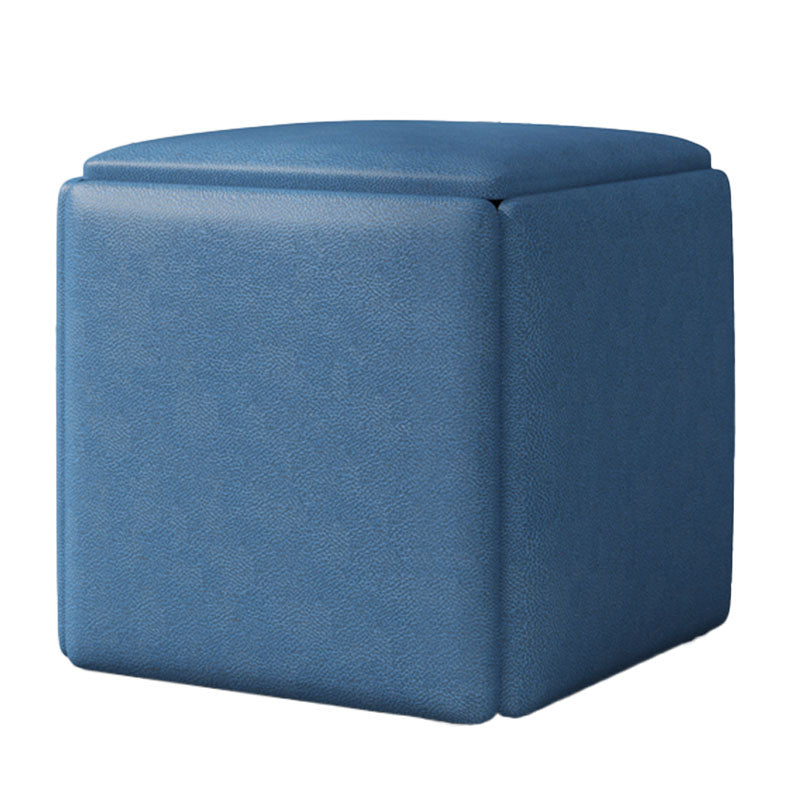 Contemporary Ottoman Square Foot Stool with Wheels for Living Room