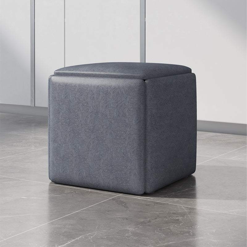 Contemporary Ottoman Square Foot Stool with Wheels for Living Room