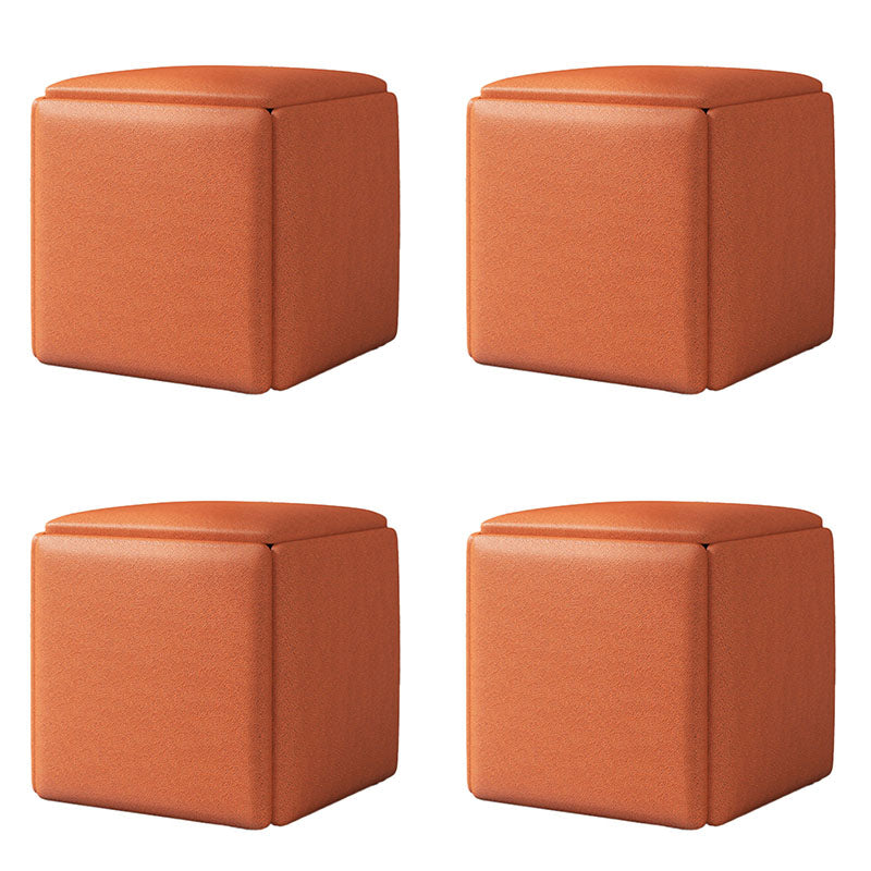 Contemporary Ottoman Square Foot Stool with Wheels for Living Room