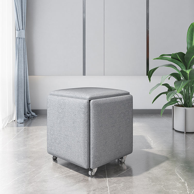 Contemporary Ottoman Square Foot Stool with Wheels for Living Room