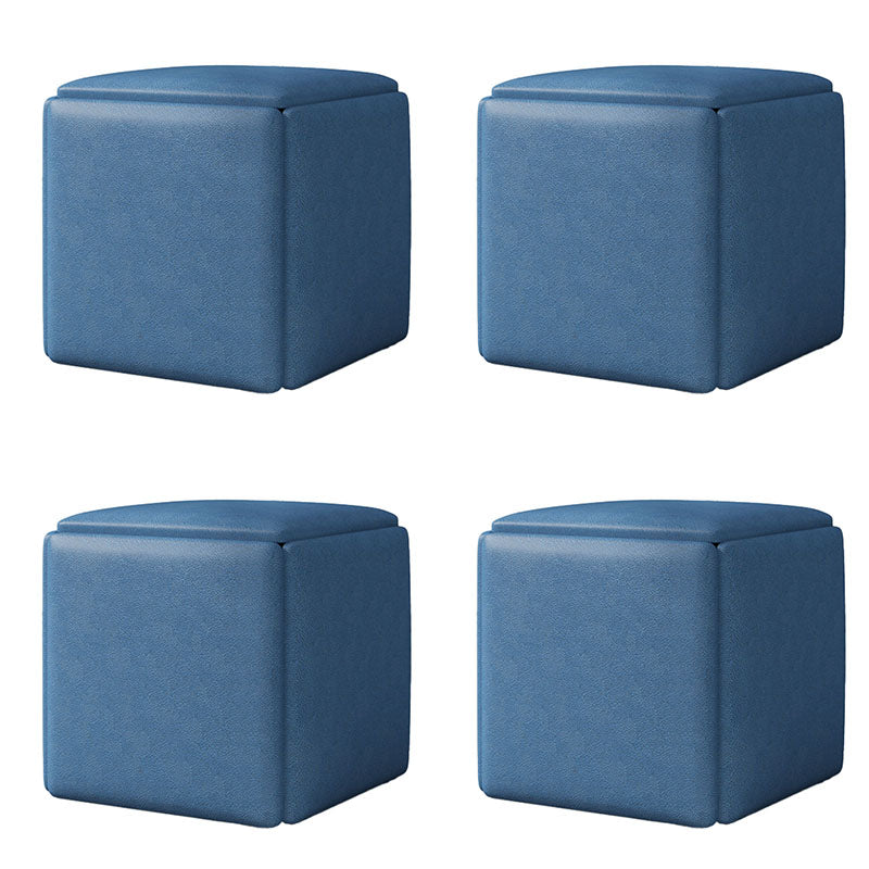 Contemporary Ottoman Square Foot Stool with Wheels for Living Room