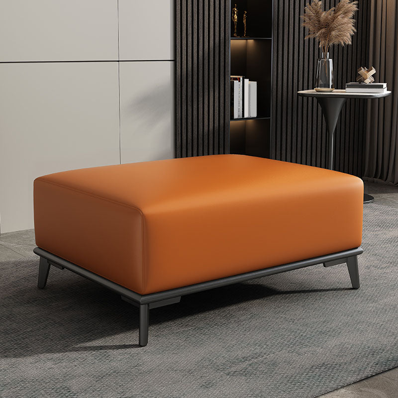 Contemporary Rectangular Ottoman Leather Foot Stool with Legs
