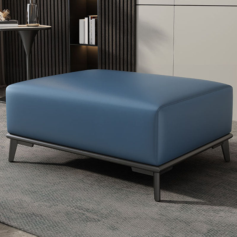 Contemporary Rectangular Ottoman Leather Foot Stool with Legs