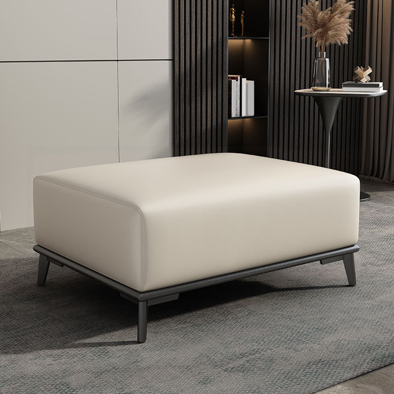 Contemporary Rectangular Ottoman Leather Foot Stool with Legs