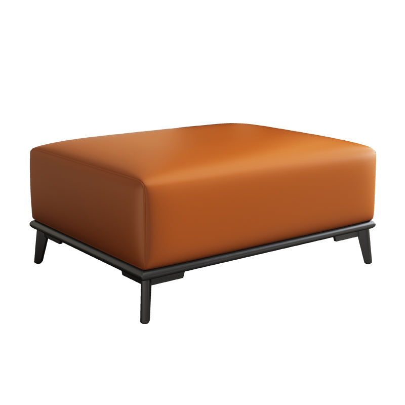 Contemporary Rectangular Ottoman Leather Foot Stool with Legs