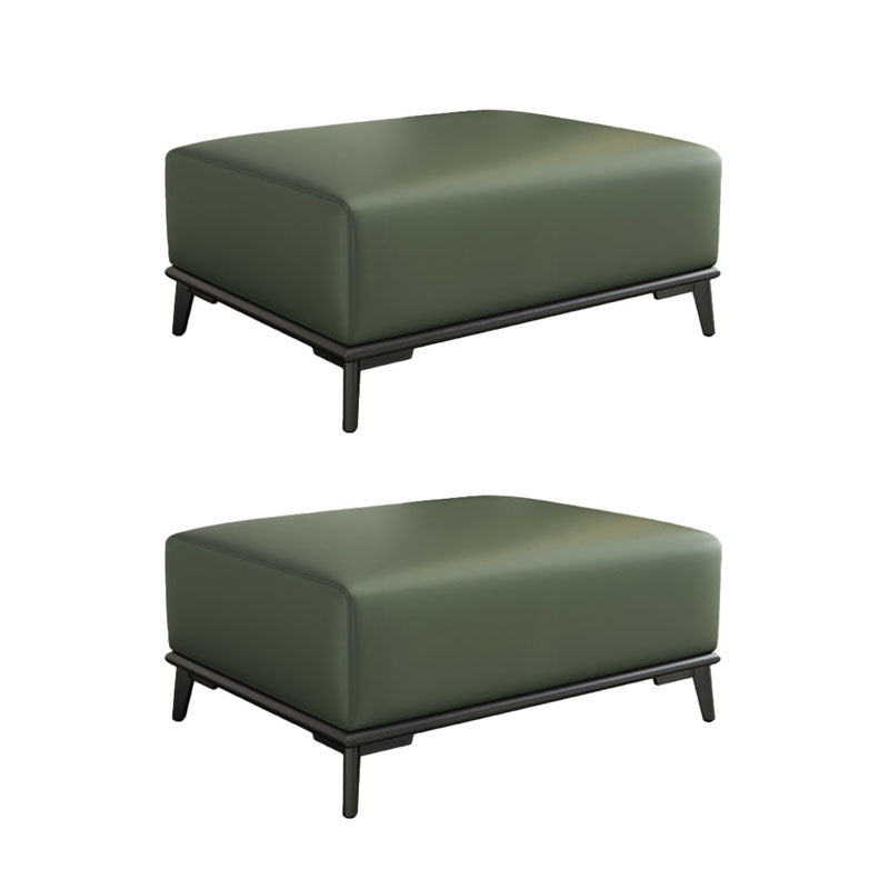 Contemporary Rectangular Ottoman Leather Foot Stool with Legs