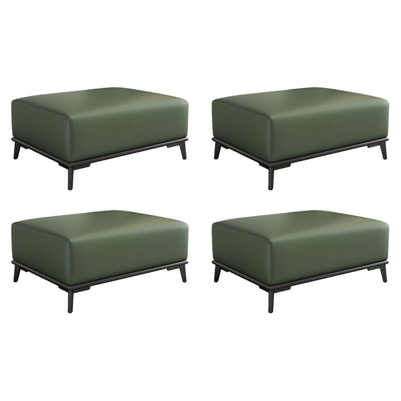 Contemporary Rectangular Ottoman Leather Foot Stool with Legs