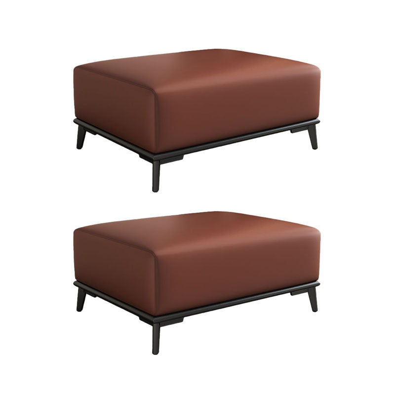 Contemporary Rectangular Ottoman Leather Foot Stool with Legs