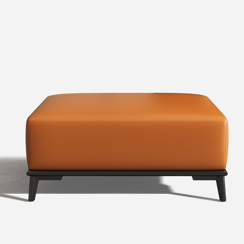 Contemporary Rectangular Ottoman Leather Foot Stool with Legs