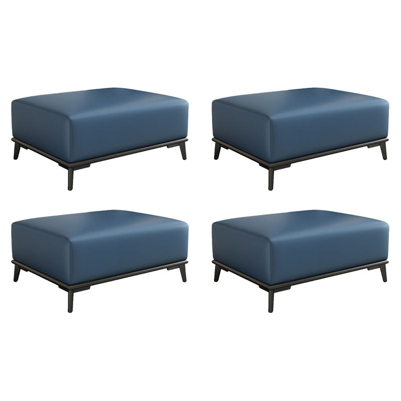 Contemporary Rectangular Ottoman Leather Foot Stool with Legs