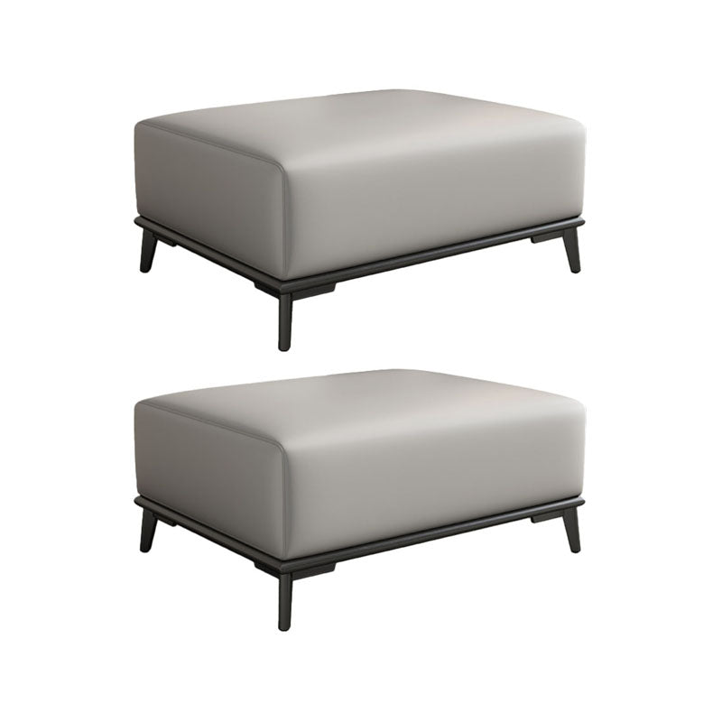 Contemporary Rectangular Ottoman Leather Foot Stool with Legs