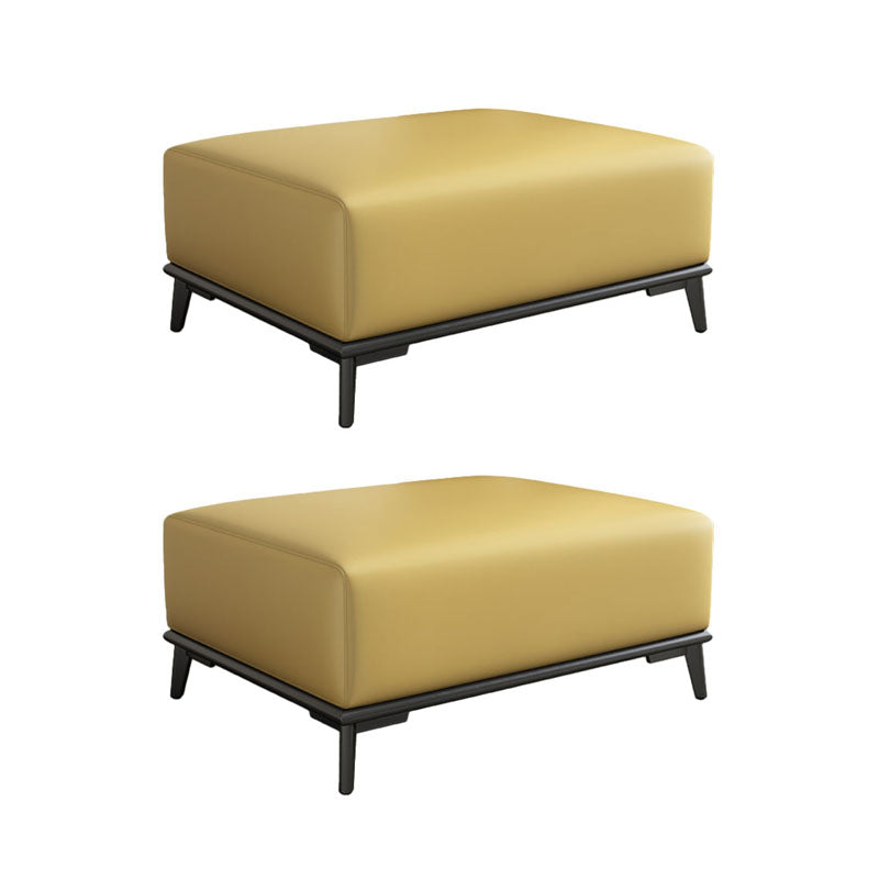 Contemporary Rectangular Ottoman Leather Foot Stool with Legs