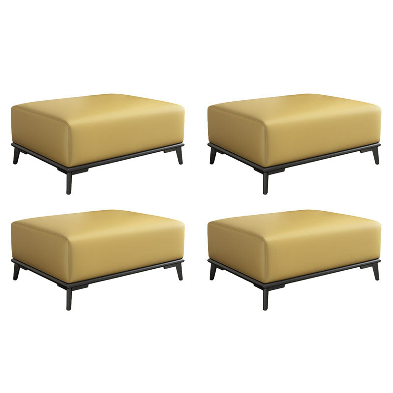 Contemporary Rectangular Ottoman Leather Foot Stool with Legs