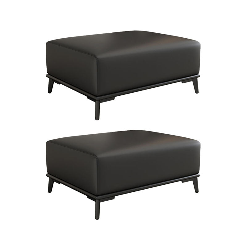 Contemporary Rectangular Ottoman Leather Foot Stool with Legs