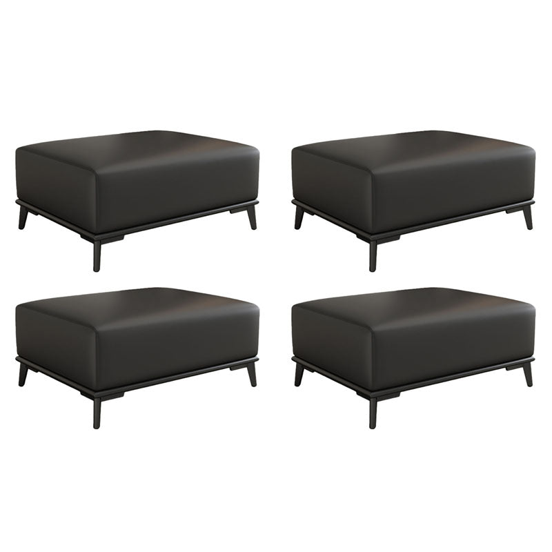 Contemporary Rectangular Ottoman Leather Foot Stool with Legs