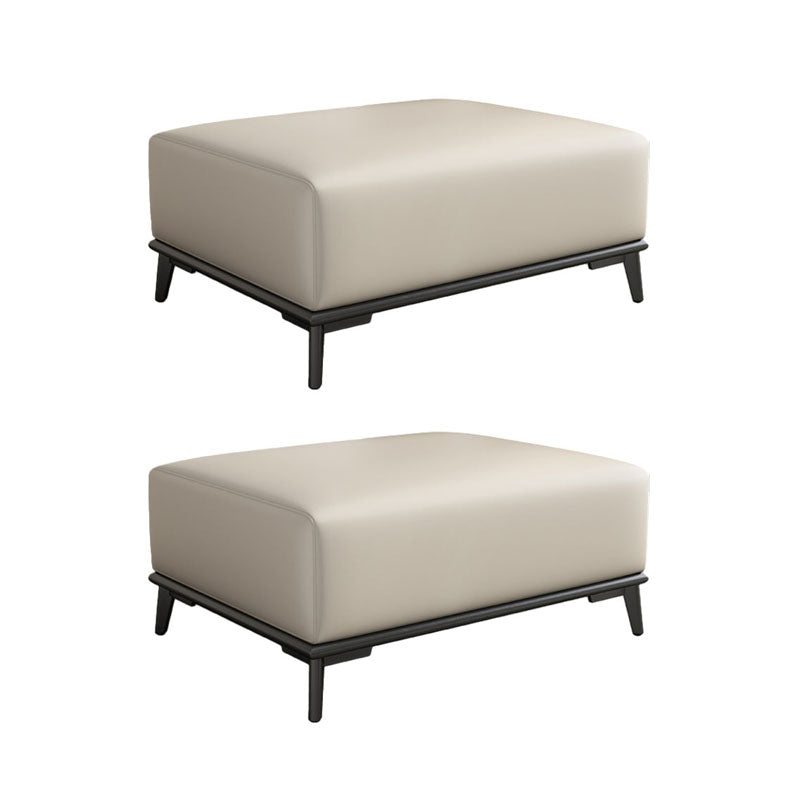 Contemporary Rectangular Ottoman Leather Foot Stool with Legs