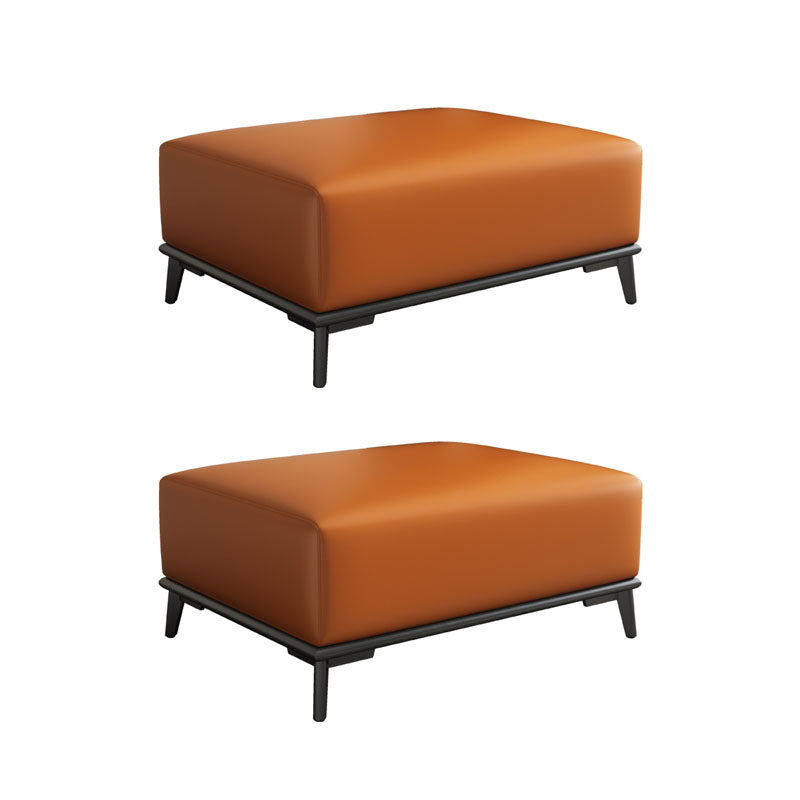 Contemporary Rectangular Ottoman Leather Foot Stool with Legs