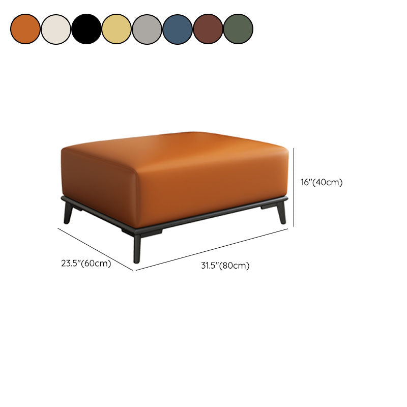 Contemporary Rectangular Ottoman Leather Foot Stool with Legs