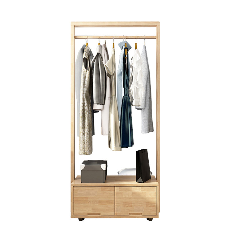 Bedroom Wooden Wardrobe Armoire Modern Movable Armoire with Drawers
