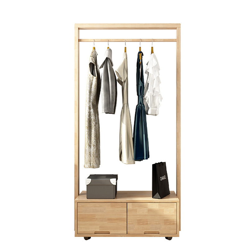Bedroom Wooden Wardrobe Armoire Modern Movable Armoire with Drawers