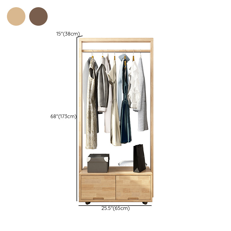 Bedroom Wooden Wardrobe Armoire Modern Movable Armoire with Drawers