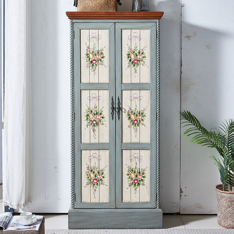 Cottage Style Bedroom Wardrobe Cabinet Wooden Storage Cabinet with Garment Rod