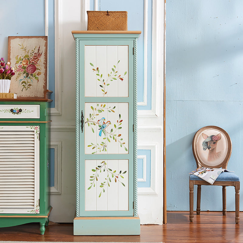 Cottage Style Bedroom Wardrobe Cabinet Wooden Storage Cabinet with Garment Rod