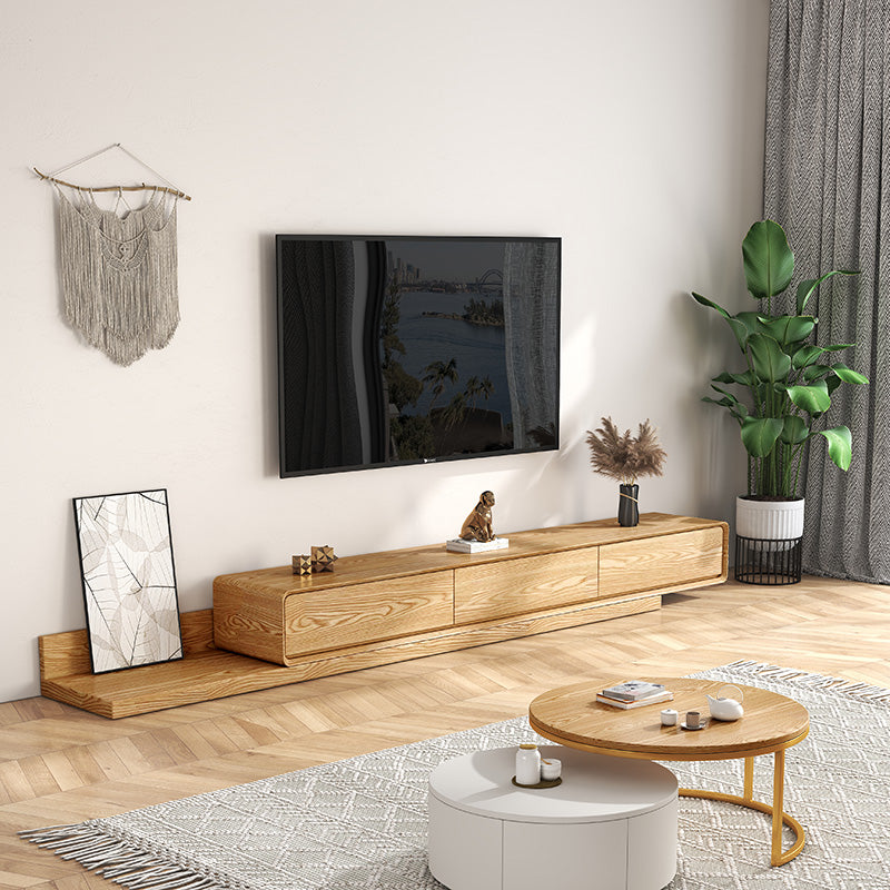 Contemporary Media Console Wooden TV Media Console with 3 Drawers