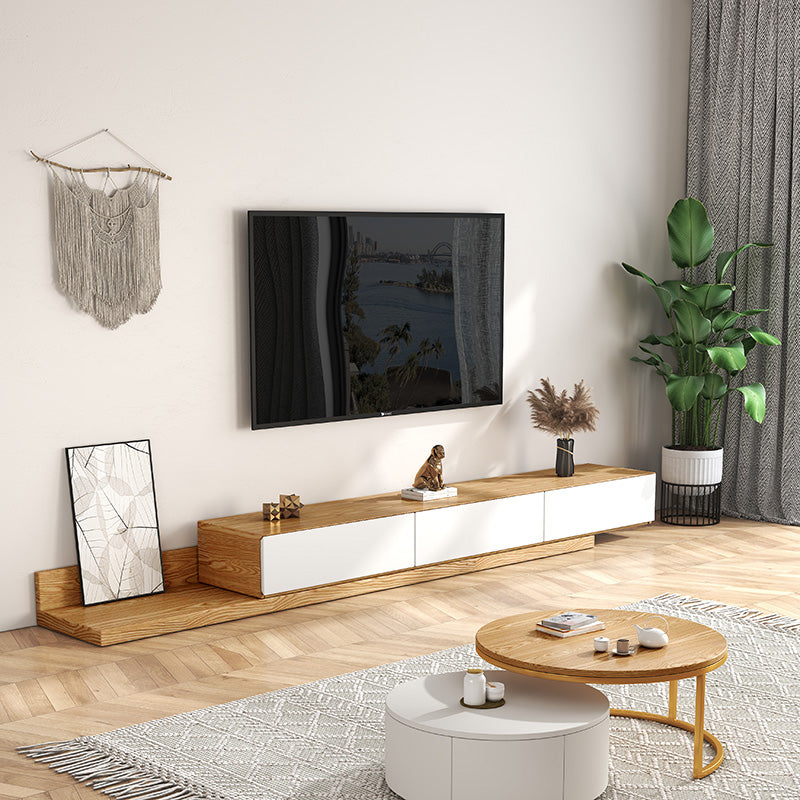 Contemporary Media Console Wooden TV Media Console with 3 Drawers